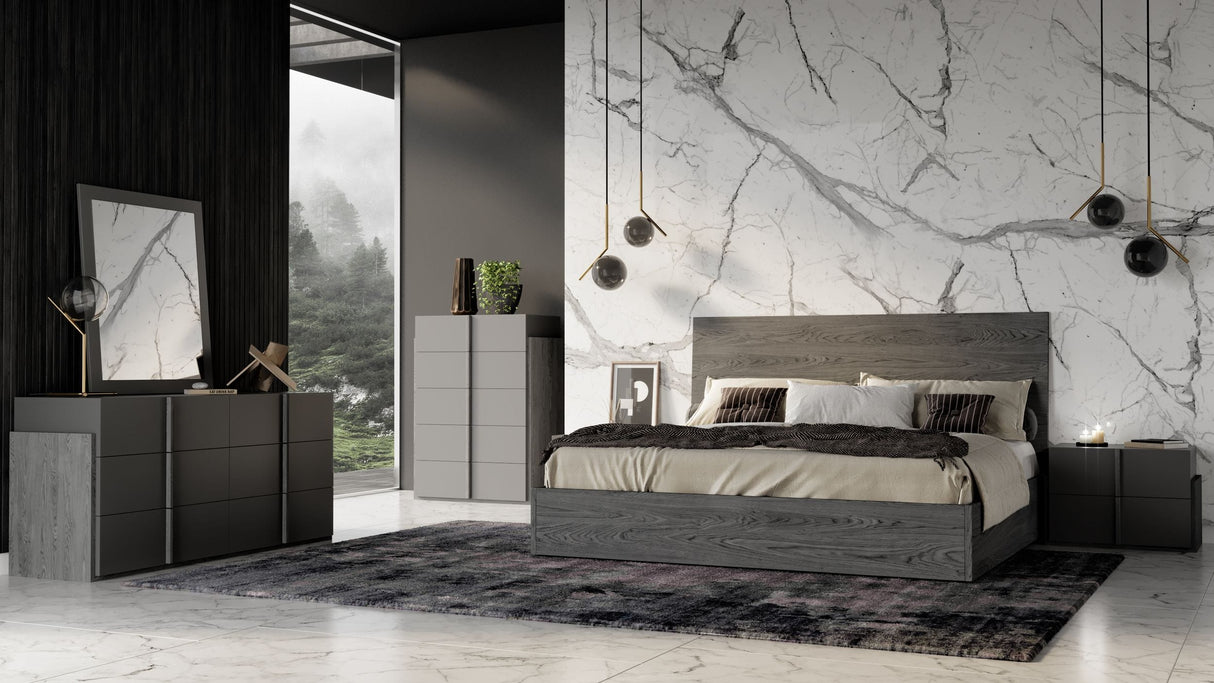 Eastern King Lucia - Italian Modern Matte Grey / Elm Grey Bedroom Set - View Image 1