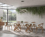 Modrest Mason Modern Glass & Walnut Dining Table Vgcsdt-16092