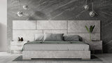 Eastern King Marbella - Italian Modern Grey Marble Bed w/ 2 Nightstands - View Image 1