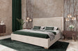 Corrico - Off White Velvet Modern Q Bed - View Image 1