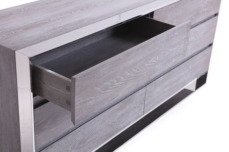 Eastern King Arlene Modern Grey Elm & Stainless Steel Bedroom Set