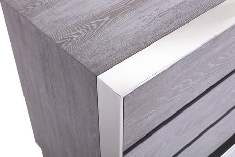 Eastern King Arlene Modern Grey Elm & Stainless Steel Bedroom Set