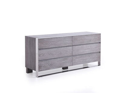 Eastern King Arlene Modern Grey Elm & Stainless Steel Bedroom Set