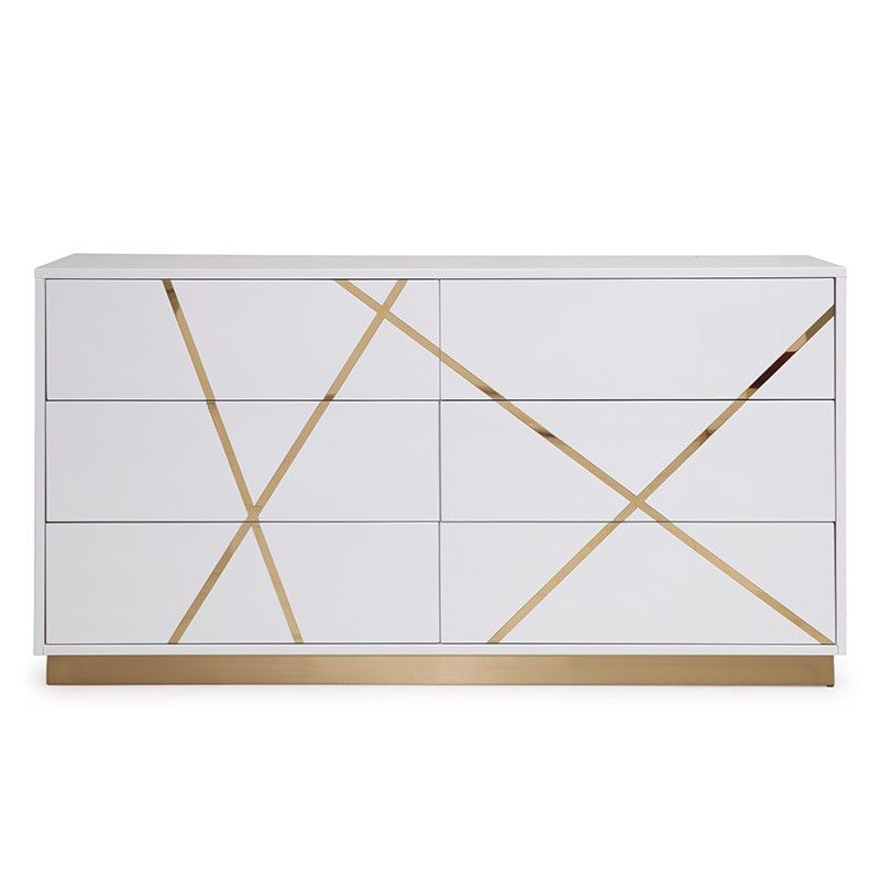 Modrest Nixa Modern Wide White and Gold Dresser