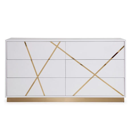 Modrest Nixa Modern Wide White and Gold Dresser