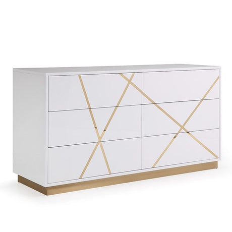 Modrest Nixa Modern Wide White and Gold Dresser