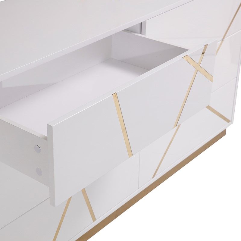 Modrest Nixa Modern Wide White and Gold Dresser