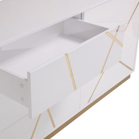 Modrest Nixa Modern Wide White and Gold Dresser