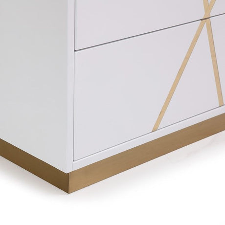 Modrest Nixa Modern Wide White and Gold Dresser