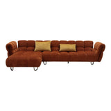 Modern Burnt Orange Fabric Left Facing Sectional Sofa + 2 Yellow Pillows