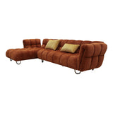 Modern Burnt Orange Fabric Left Facing Sectional Sofa + 2 Yellow Pillows