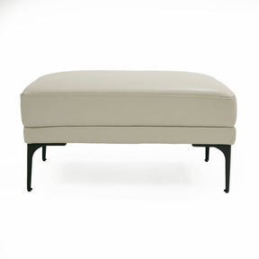 Divani Casa Jacoba - Modern Light Grey Leather Rectangular Ottoman | Home Elegance USA