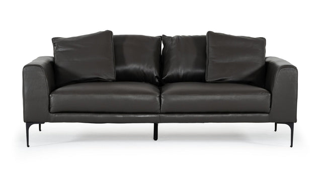 Divani Casa Jacoba - Modern Dark Grey Leather Sofa | Home Elegance USA