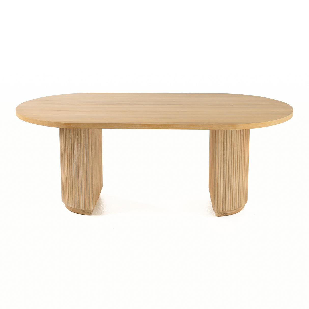 Jacobson - Modern Natural Acacia Oval Dining Table - View Image 1