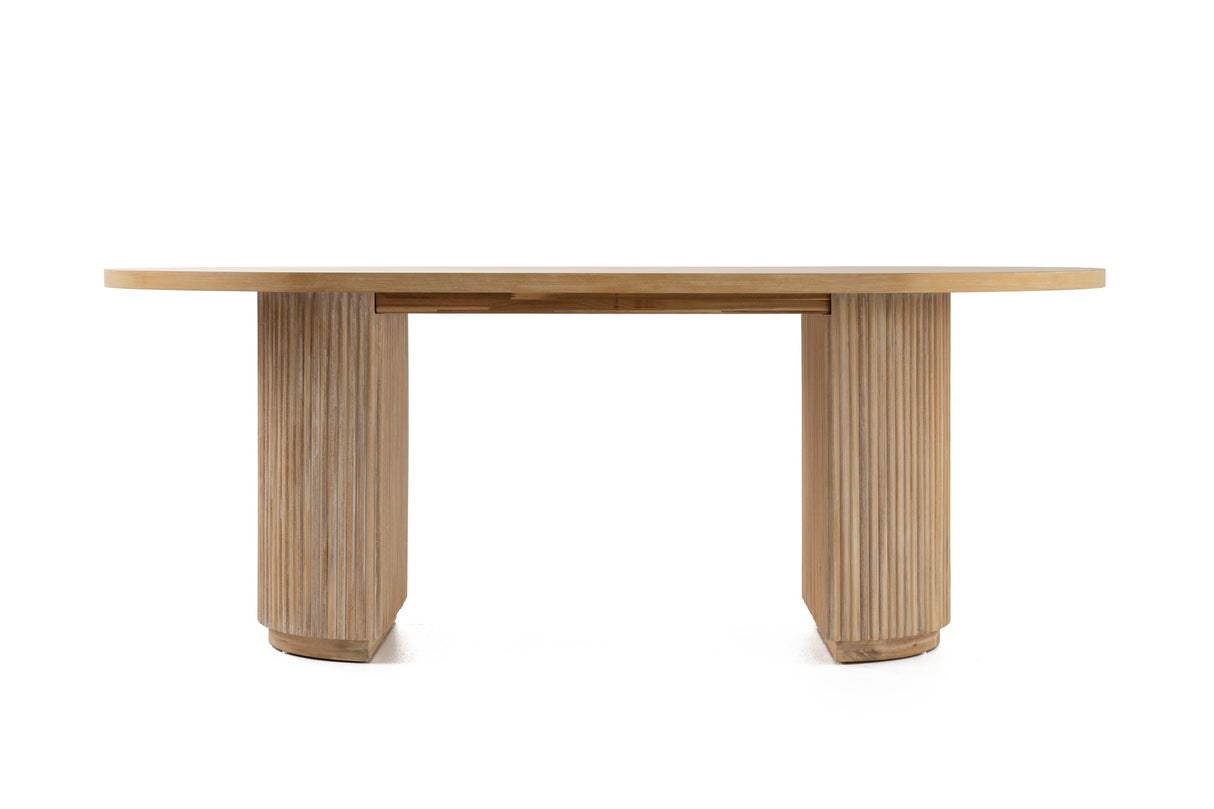 Jacobson - Modern Natural Acacia Oval Dining Table - View Image 1
