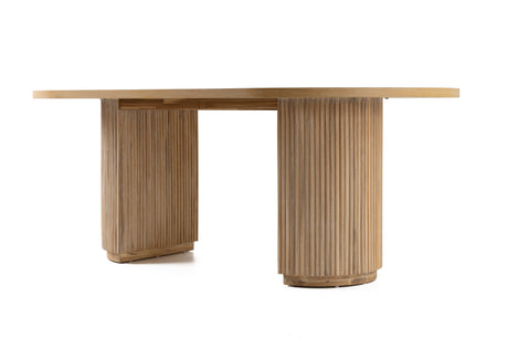 Jacobson - Modern Natural Acacia Oval Dining Table - View Image 1