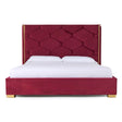 Eastern King Janet - Modern Red Velvet + Gold Bed - View Image 1