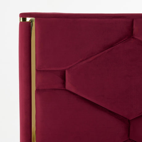 Eastern King Janet - Modern Red Velvet + Gold Bed - View Image 1