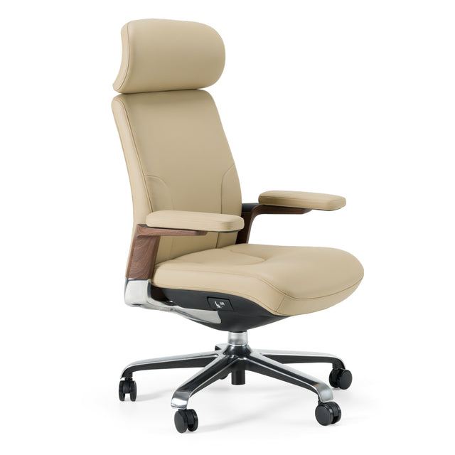 Johnson - Modern Beige Leather Executive Office Chair - View Image 1