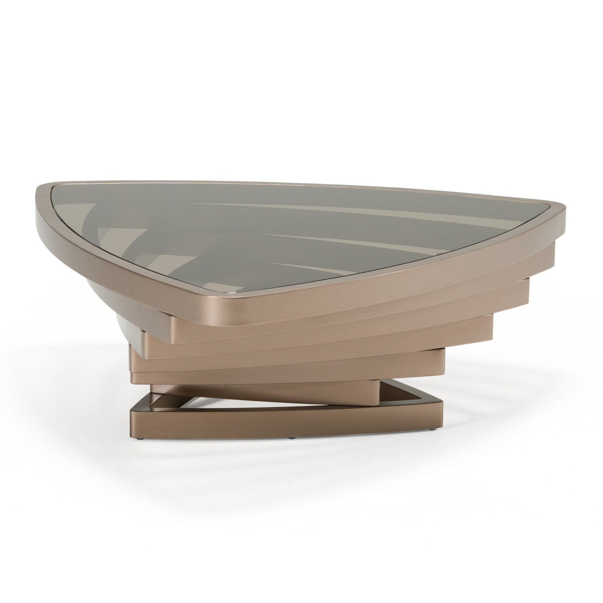 Jovial - Contemporary Brown Glass + Dark Gold Coffee Table - View Image 1