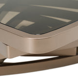 Jovial - Contemporary Brown Glass + Dark Gold Coffee Table - View Image 1