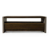 June - Modern Dark Grey Concrete & Walnut Coffee Table - View Image 1
