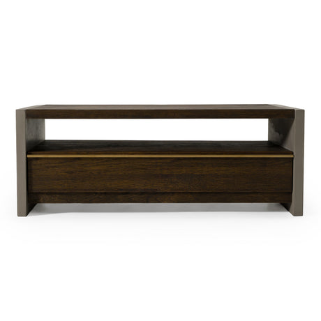 June - Modern Dark Grey Concrete & Walnut Coffee Table - View Image 1