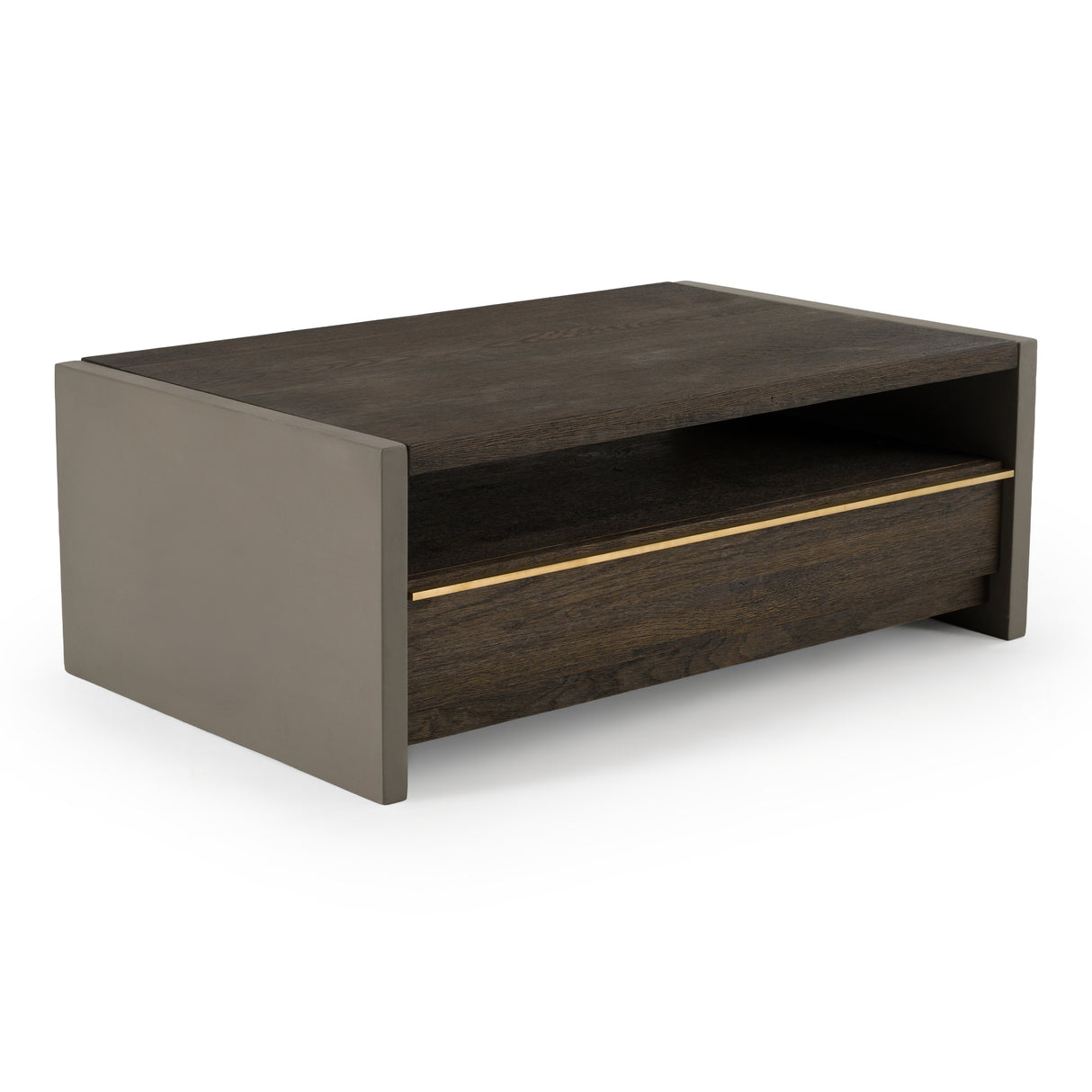 June - Modern Dark Grey Concrete & Walnut Coffee Table - View Image 1