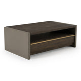 June - Modern Dark Grey Concrete & Walnut Coffee Table - View Image 1