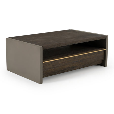 June - Modern Dark Grey Concrete & Walnut Coffee Table - View Image 1