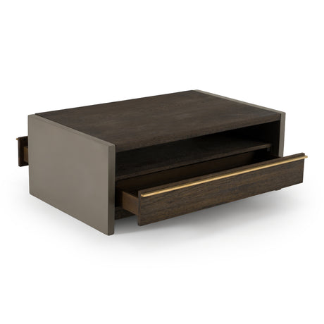 June - Modern Dark Grey Concrete & Walnut Coffee Table - View Image 1