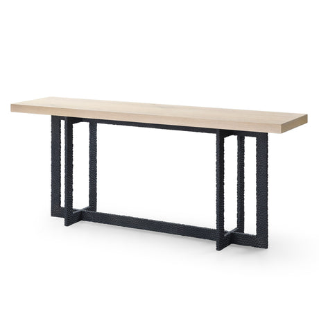 K8963 - Natural Oak + Black Metal Console Table - View Image 1