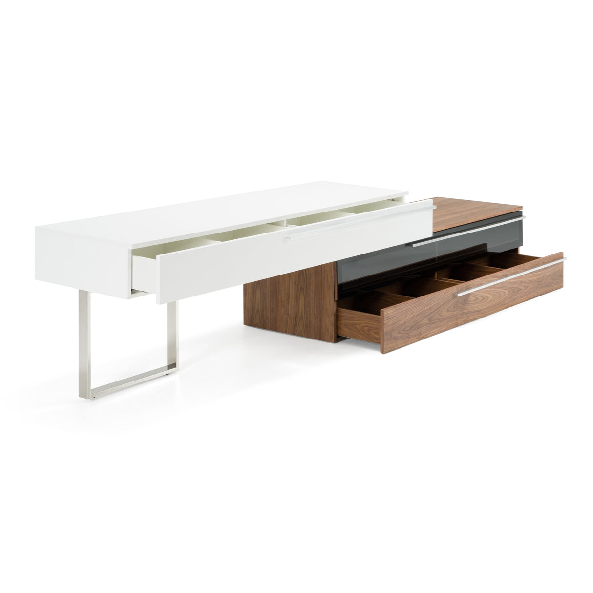 Karlstad - Modern White + Walnut TV Stand - View Image 1
