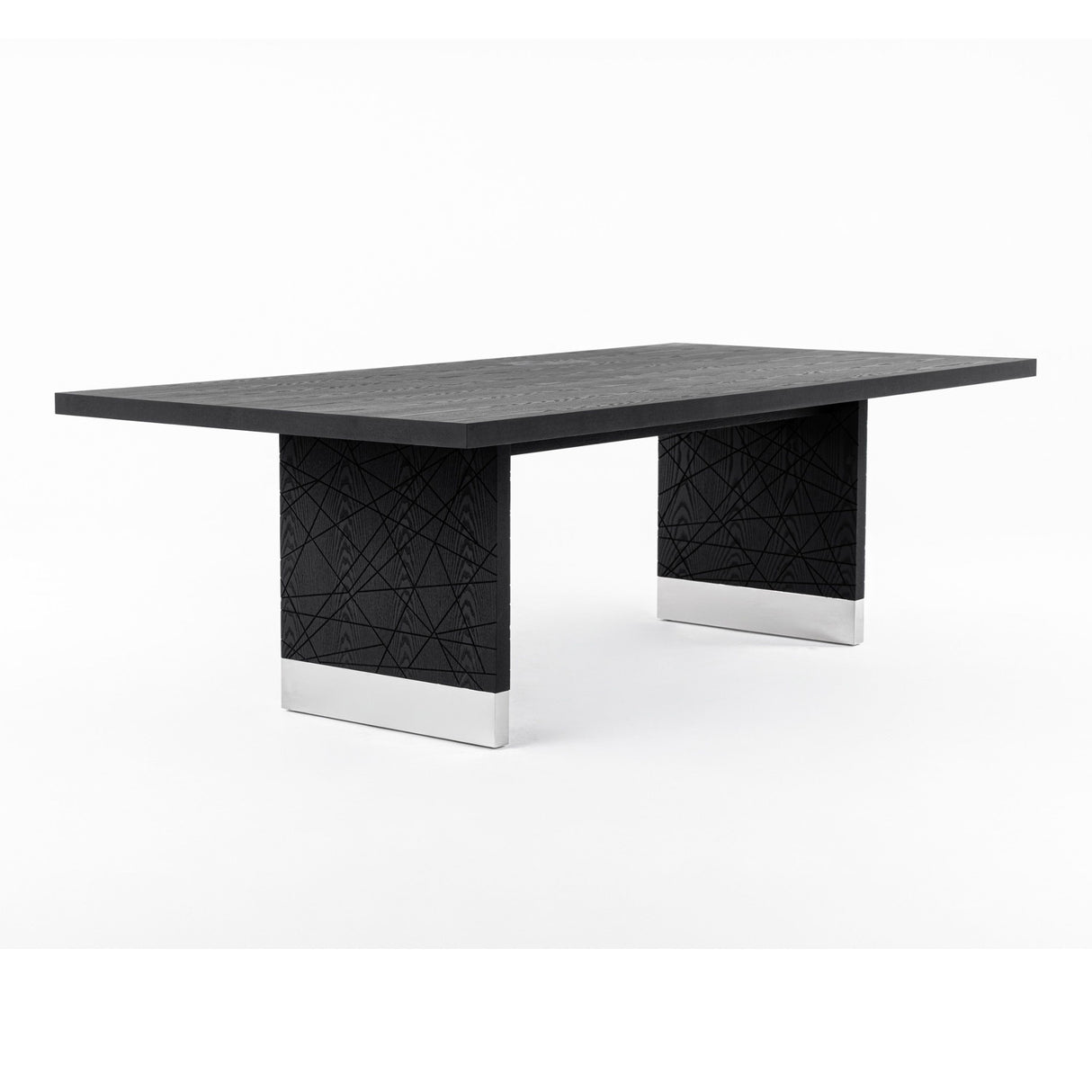 Modrest Kenda - Modern Black Ash + Stainless Steel Dining Table