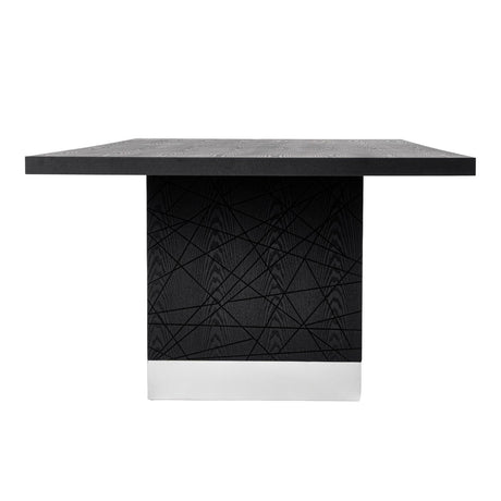 Modrest Kenda - Modern Black Ash + Stainless Steel Dining Table