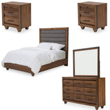 Brooklyn Walk 5 Piece Eastern King Tufted Panel Bedroom Setin Burnt Umber - Ki - Brkw014Ek - 408 - 5Set | Aico - KI - BRKW014EK - 408 - 5SET - Home Elegance USA - 1