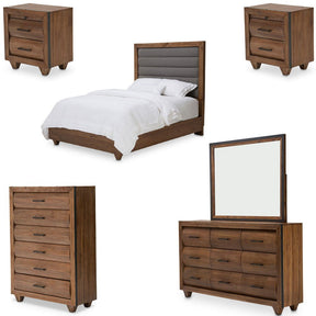 Brooklyn Walk 6Pc Eastern King Tufted Panel Bedroom Set Burnt Umber – Aico