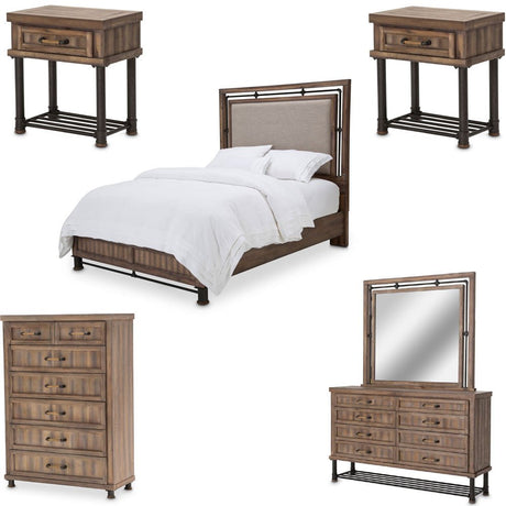 Crossings 6 Piece Eastern King Panel Bedroom Set In Reclaimed Barn - Ki - Crsg00Ek - 217 - 6Set | Aico | Home Elegance USA