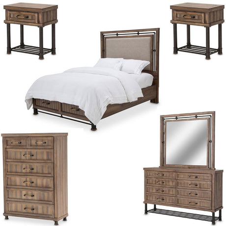 Crossings 6 Piece Queen Panel W - Drawers Bedroom Set In Reclaimed Barn - Ki - Crsg00Qndw - 040 - 217 - 6Set | Aico - KI - CRSG00QNDW - 040 - 217 - 6SET - Home Elegance USA - 1