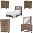 Crossings 6Pc Queen Bedroom Set with Storage Drawers Reclaimed Barn – Aico Furniture