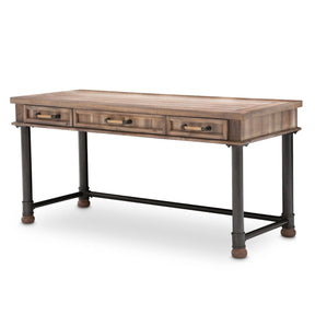 Crossings Writing Desk in Reclaimed Barn Finish with Pipe Accents – Aico Furniture