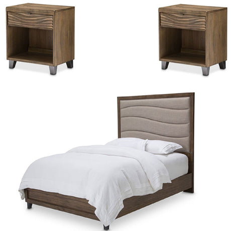 Del Mar Sound 3 Piece Eastern King Panel Bedroom Set In Boardwalk - Ki - Delm014Ek - 215 - 3Set | Aico | Home Elegance USA