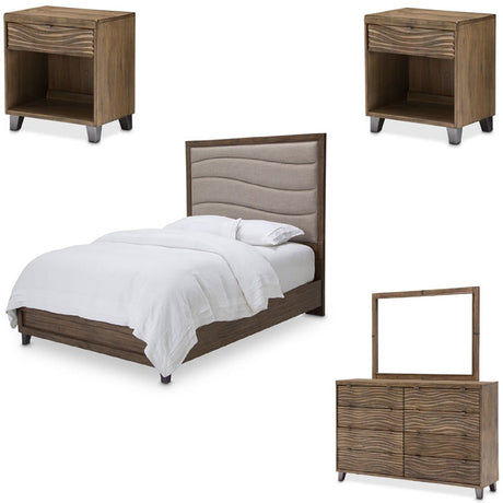 Del Mar Sound 5 Piece Eastern King Panel Bedroom Set In Boardwalk - Ki - Delm014Ek - 215 - 5Set | Aico | Home Elegance USA