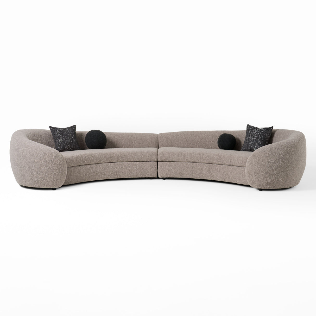 Modrest - Kilmer Modern Grey Curved Fabric Sectional Sofa