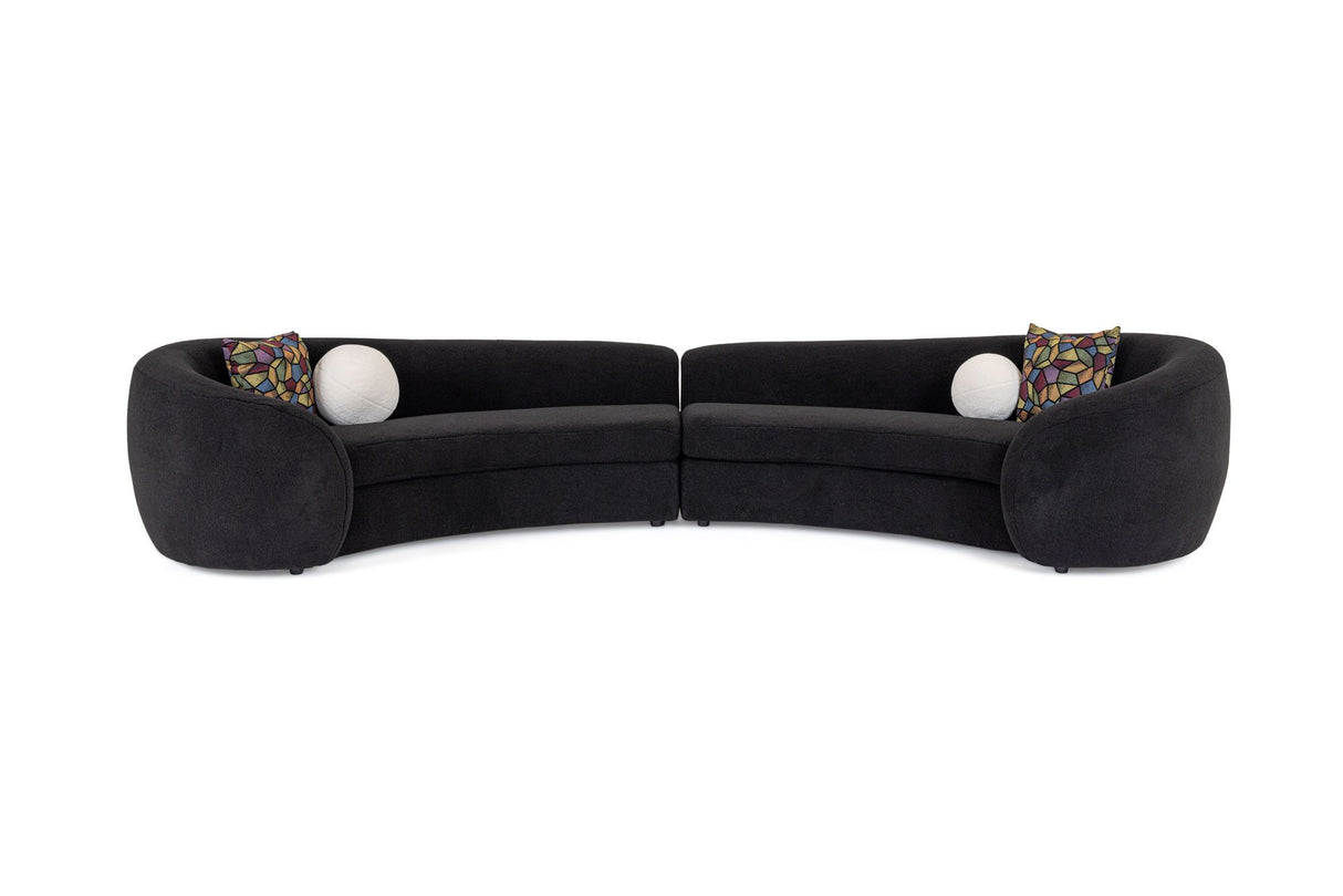 Modrest - Kilmer Modern Black Curved Fabric Sectional Sofa