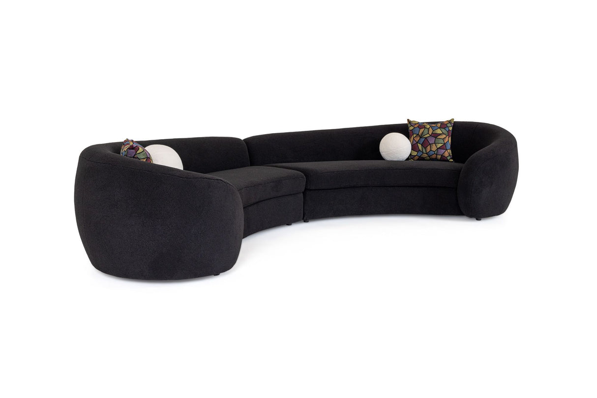 Modrest - Kilmer Modern Black Curved Fabric Sectional Sofa