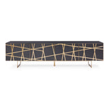 Modrest Kilson - Modern Black Oak & Champagne Gold TV Stand