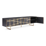 Modrest Kilson - Modern Black Oak & Champagne Gold TV Stand