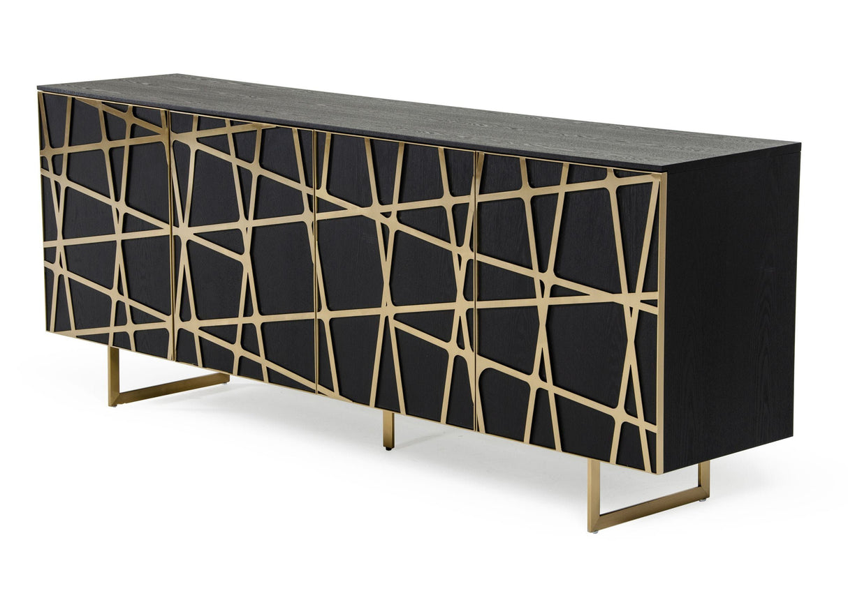 Modrest Kilson - Modern Black Oak & Champagne Gold Buffet - Home Elegance USA