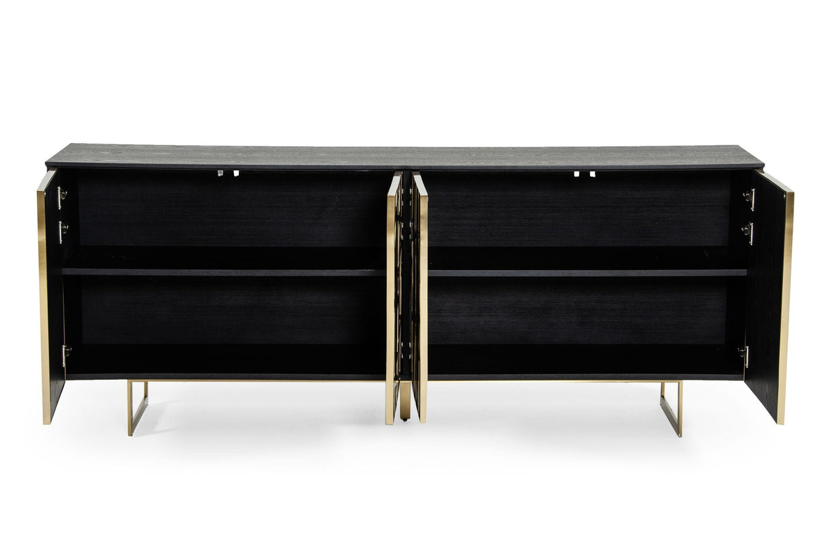 Modrest Kilson - Modern Black Oak & Champagne Gold Buffet - Home Elegance USA